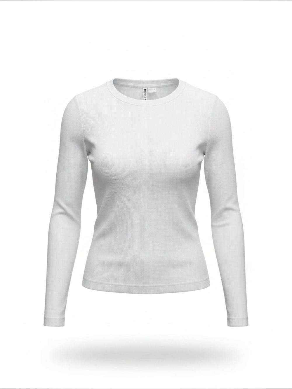 H&M Divided Cropped White Ribbed Stretch Long Sleeve Top Medium NWOT